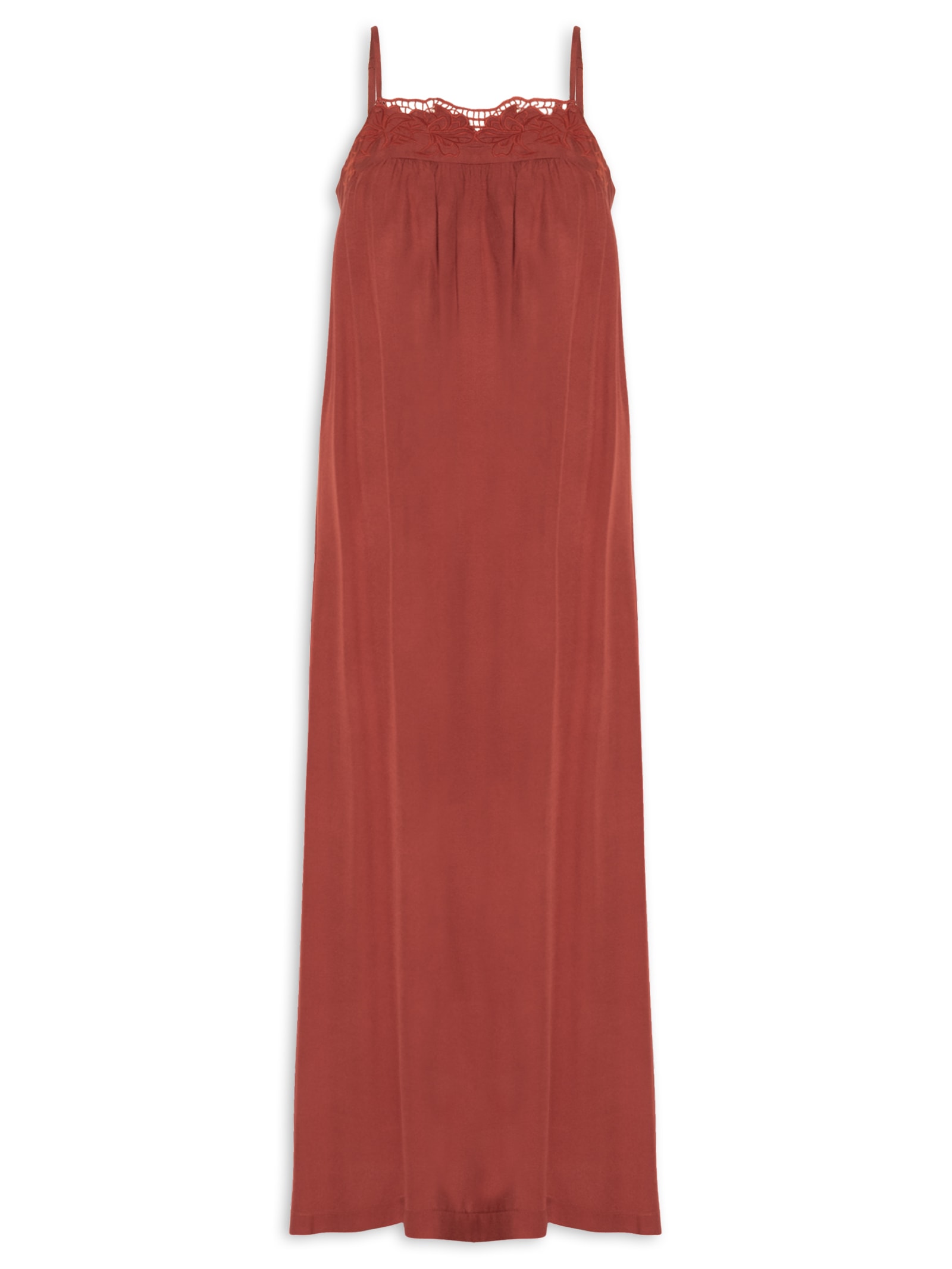 Vestido Longo Decote Bordado Vermelho Dress To