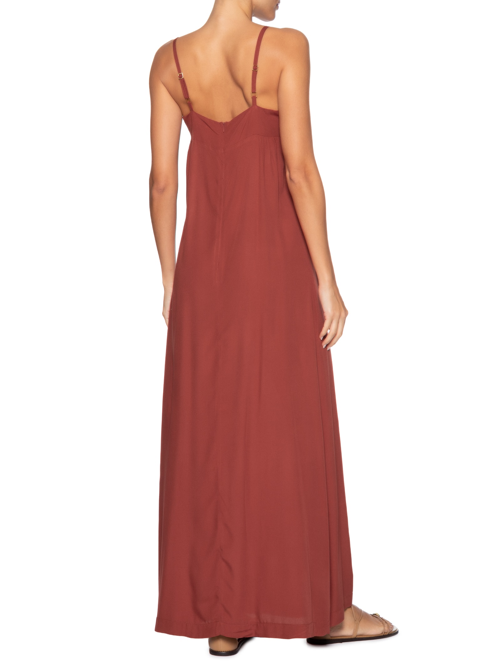 Vestido Longo Decote Bordado Vermelho Dress To