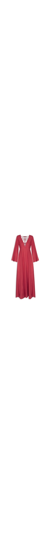 Vestido Longo Decote Com Pedras - Vermelho