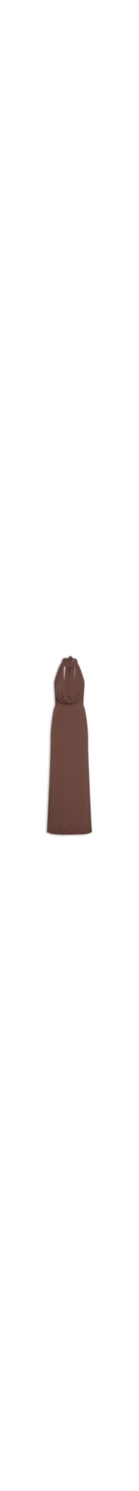 Vestido Longo Decote Degagê Em Malha - Marrom