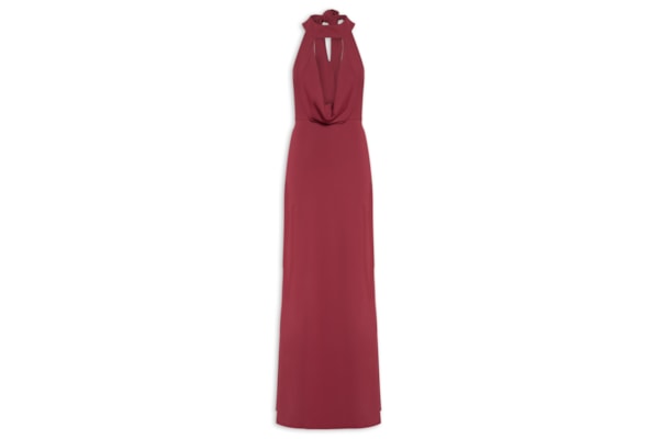 Vestido Longo Decote Degagê Em Malha - Vermelho