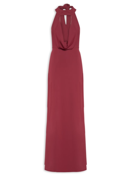 Vestido Longo Decote Degagê Em Malha - Vermelho