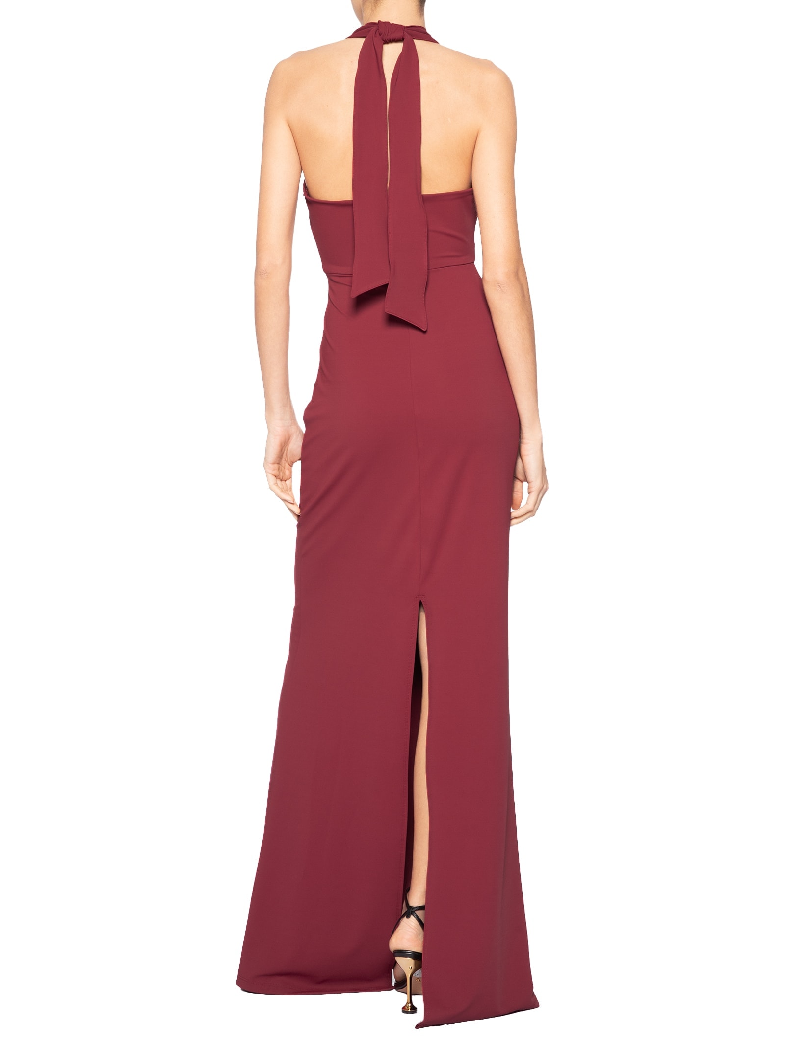 Vestido Longo Decote Degagê Em Malha Vermelho '2Essential