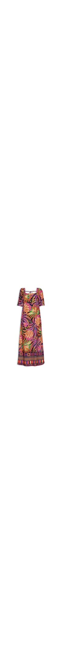 Vestido Longo Decote Quadrado - Preto
