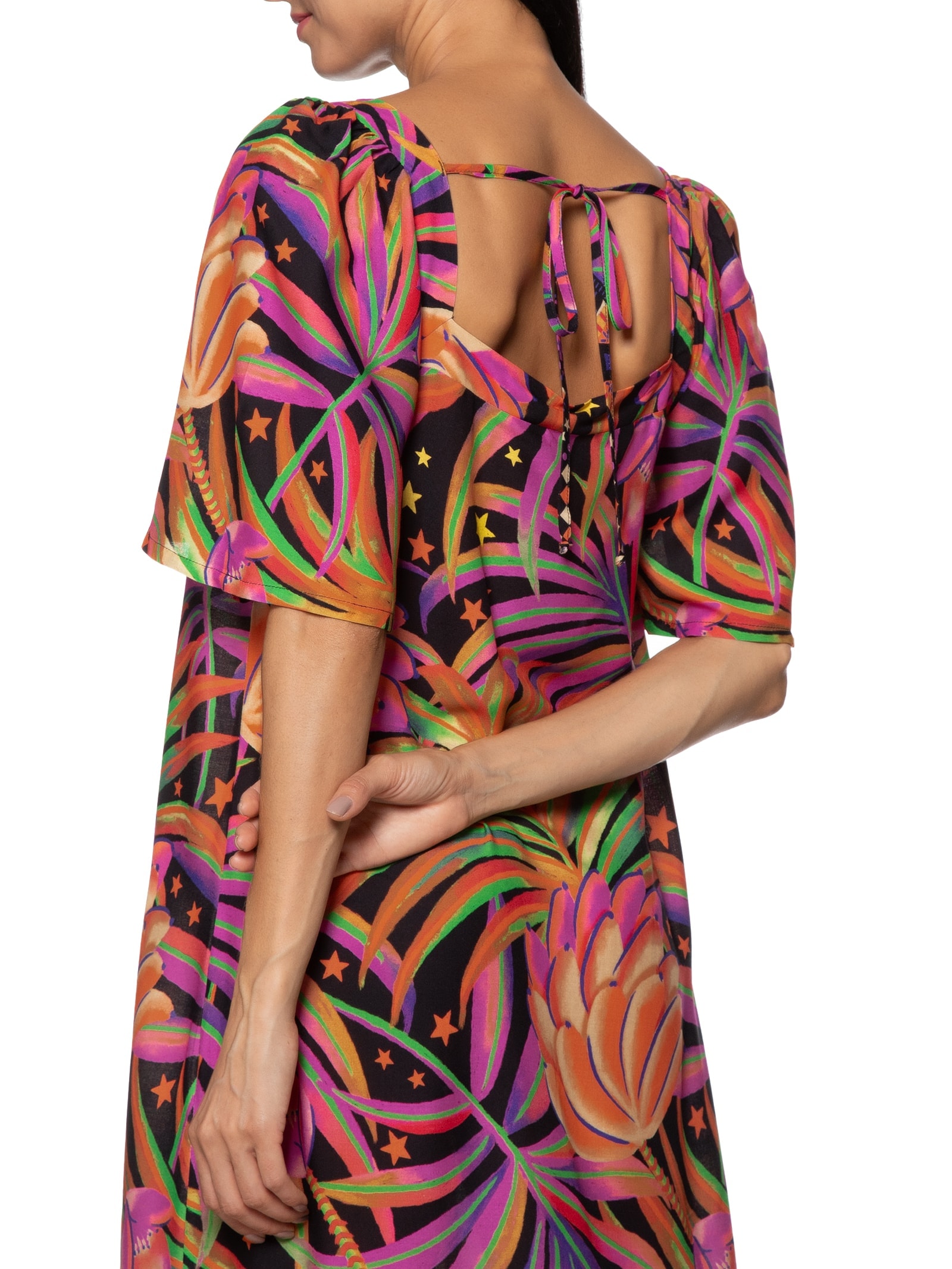 Vestido Longo Decote Quadrado Preto Cacay