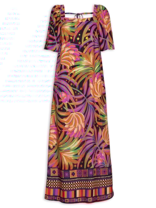 Vestido Longo Decote Quadrado – Preto