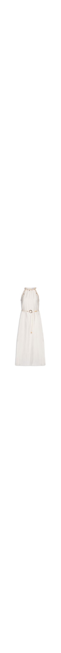 Vestido Longo Decote Reto Com Detalhe - Off White