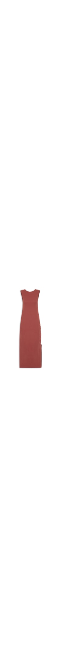 Vestido Longo Decote Rib - Marrom