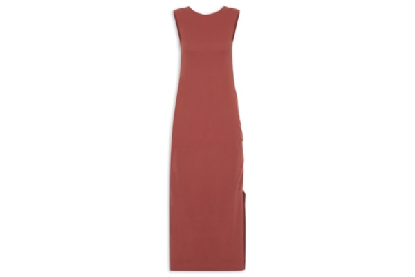 Vestido Longo Decote Rib - Marrom