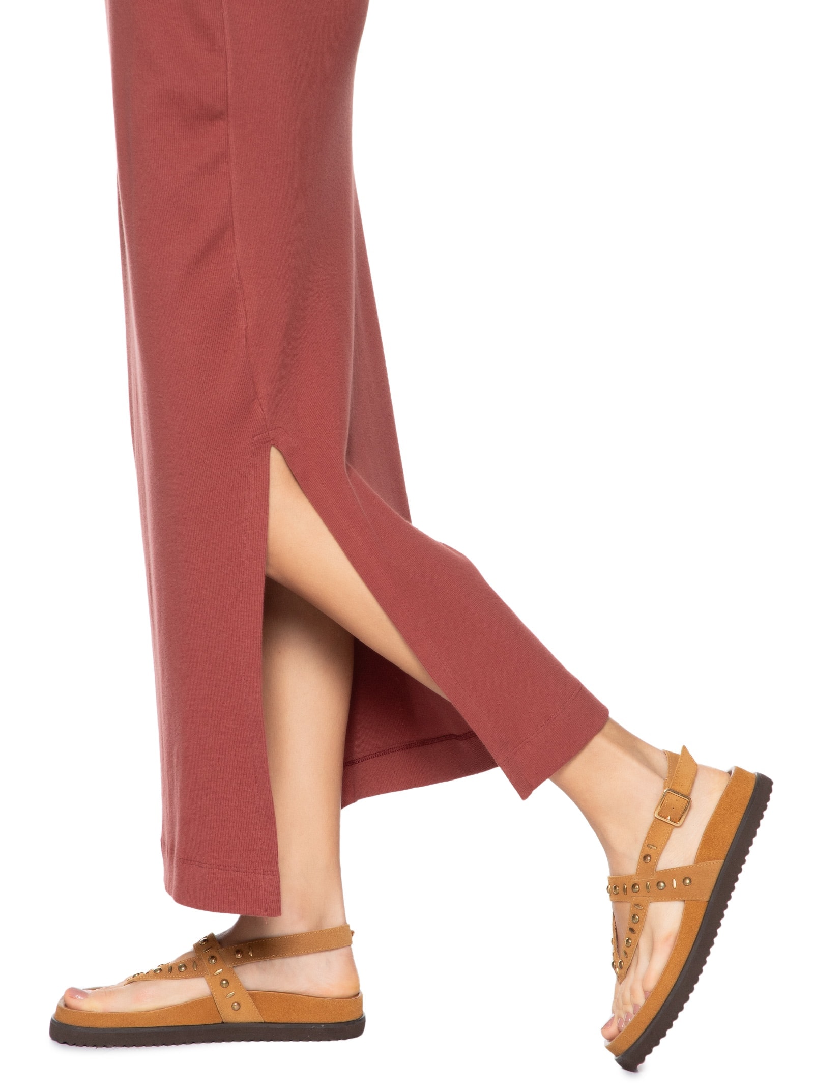 Vestido Longo Decote Rib Marrom Farm