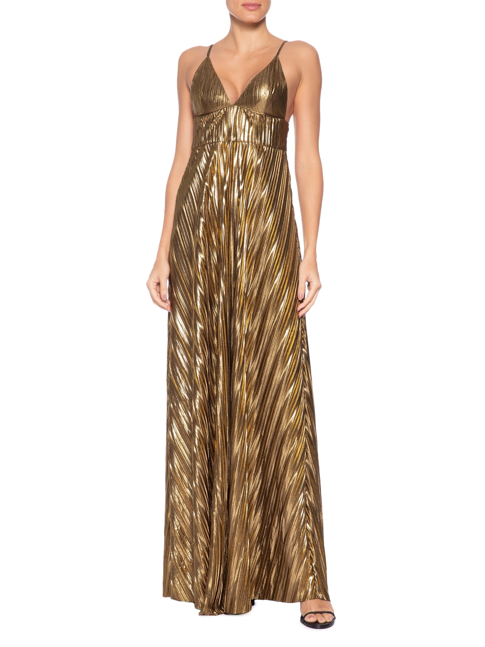 Vestido Longo Decote V Dourado '2Essential