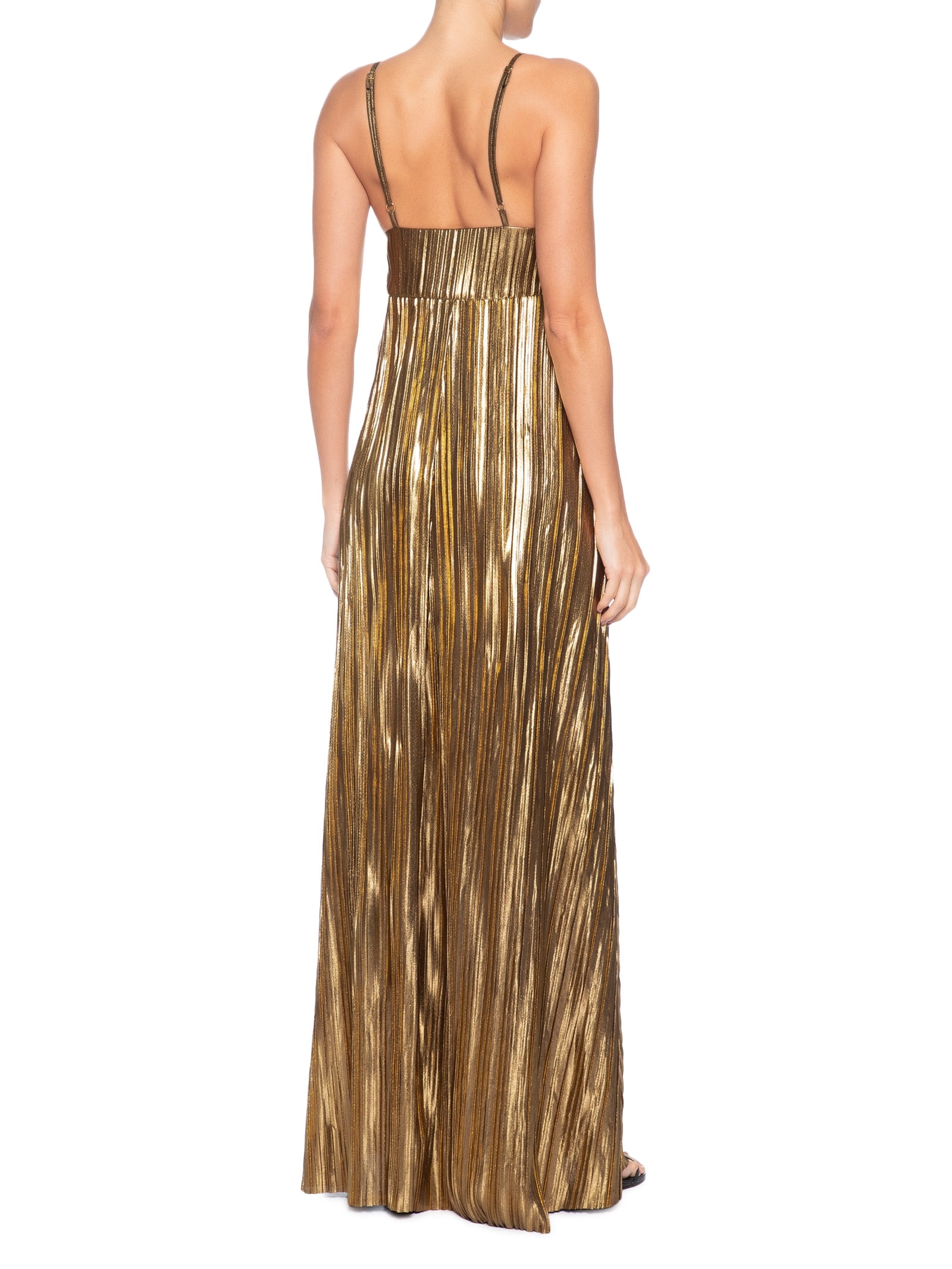 Vestido Longo Decote V Dourado '2Essential