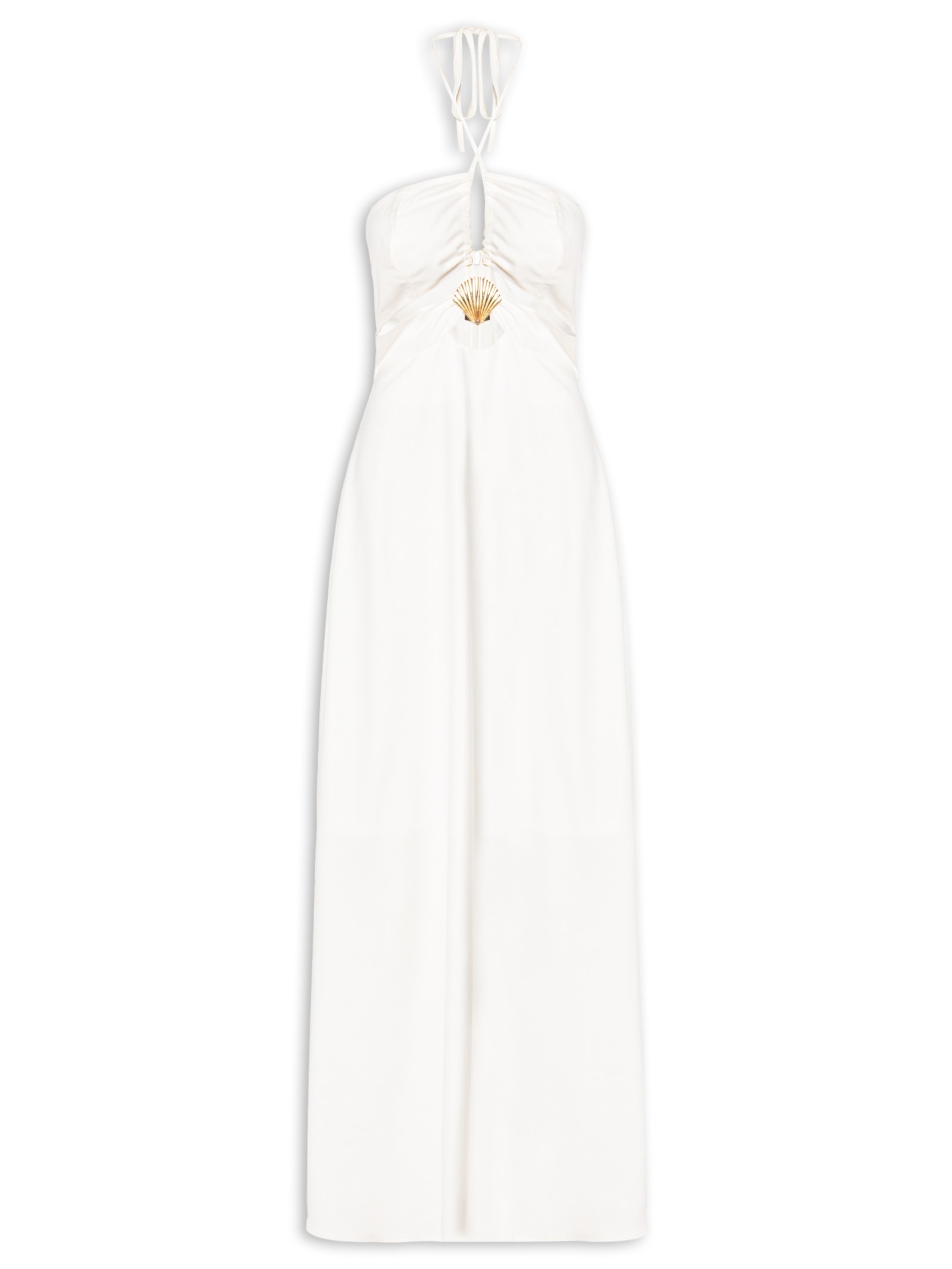 Vestido Longo Detalhe Concha Branco Cacay