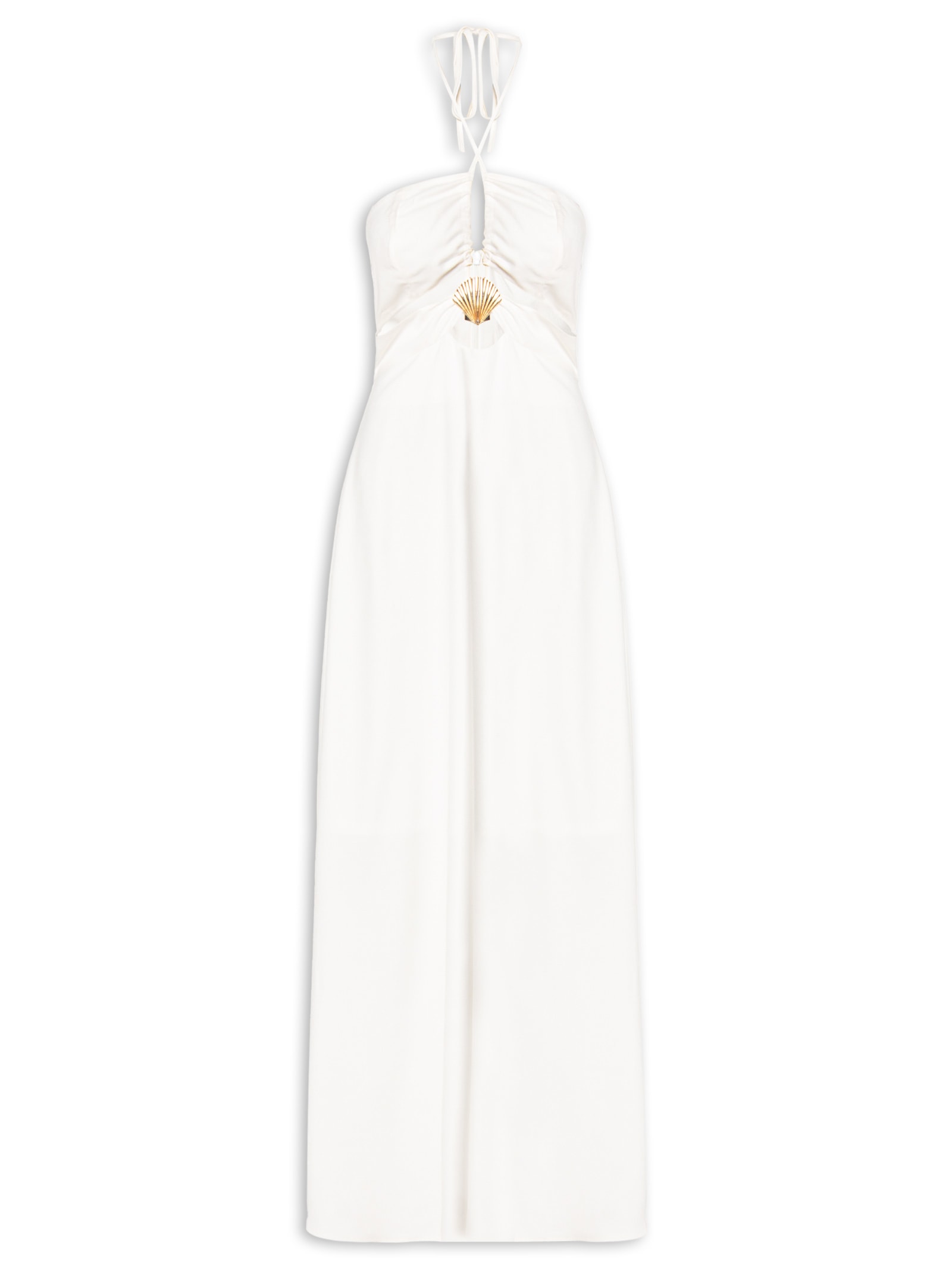 Vestido Longo Detalhe Concha Branco Cacay