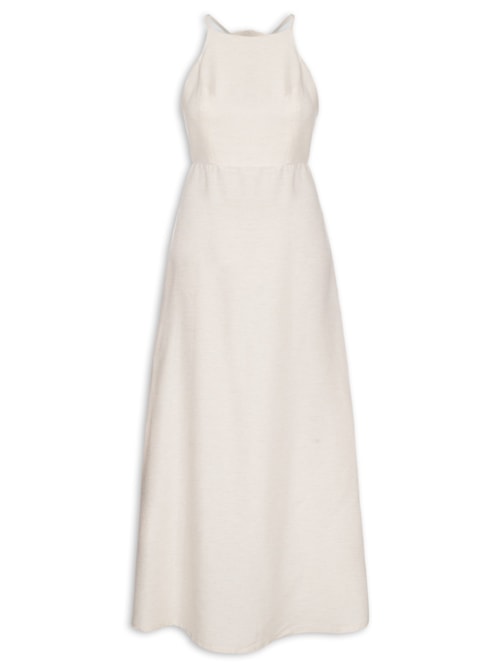 Vestido Longo Detalhe Flor Costas - Branco