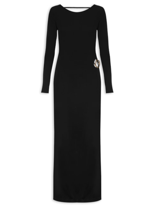Vestido Longo Detalhe Metal – Preto