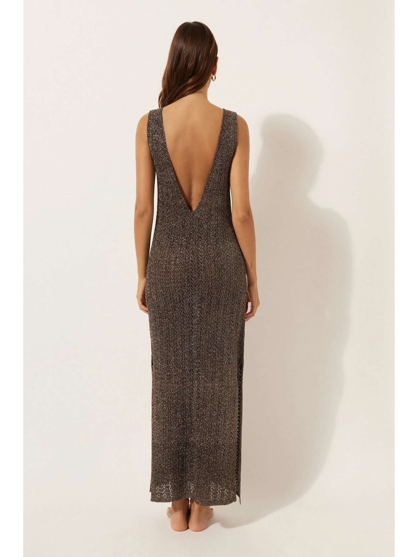 Vestido Longo Em Crochê Lamê Black Calzedonia