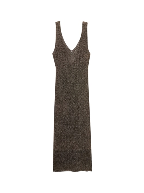 Vestido Longo Em Crochê Lamê – Black