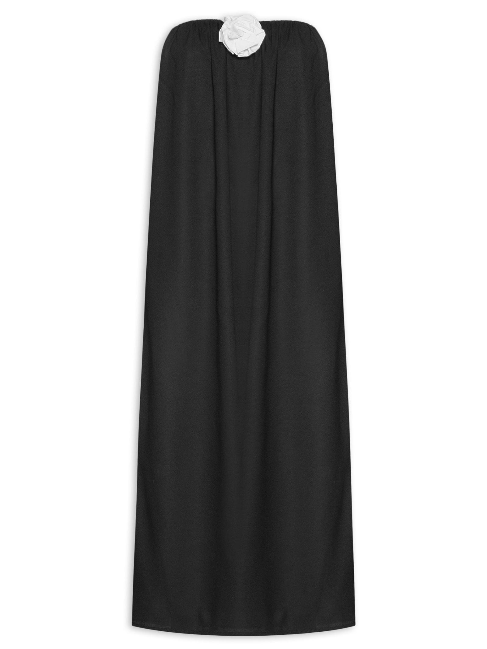 Vestido Longo Em Linho Puro Preto '2Essential