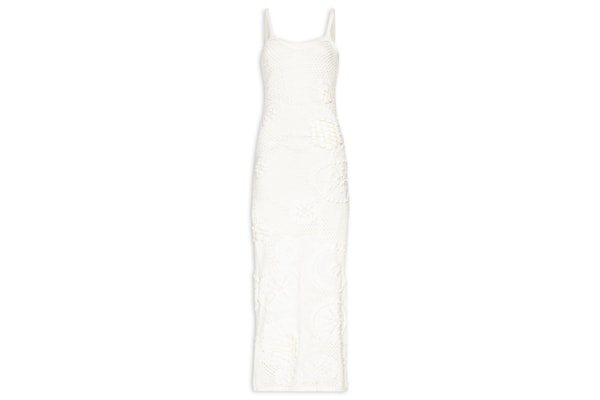 Vestido Longo Em Tricot - Off White