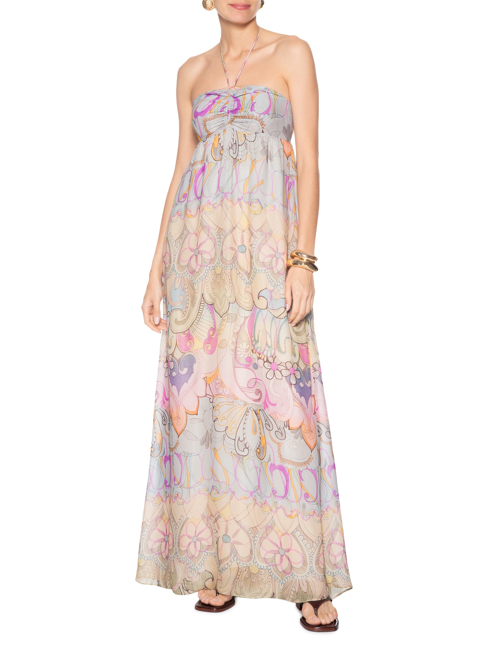 Vestido Longo Est Loc Bar Paisley Boyd Rosa Animale