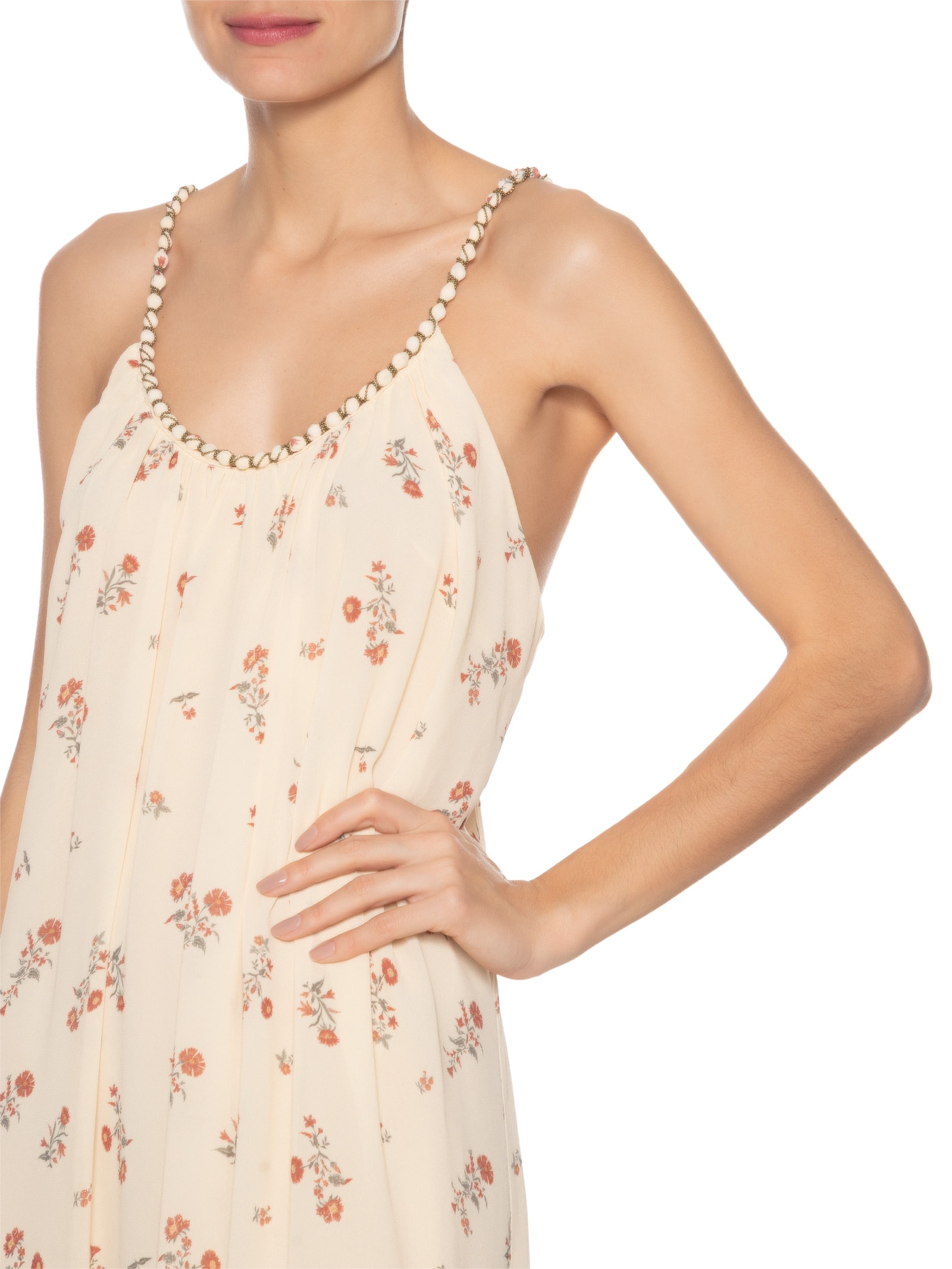 Vestido Longo Estampa Aura Bege Maria Filó