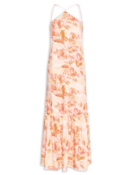 Vestido Longo Estampa Bela – Rosa