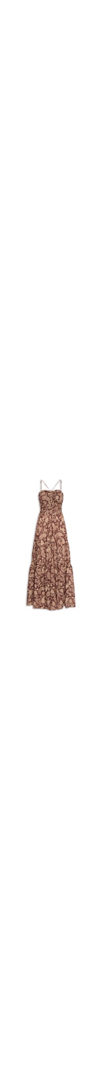 Vestido Longo Estampa Coral - Marrom