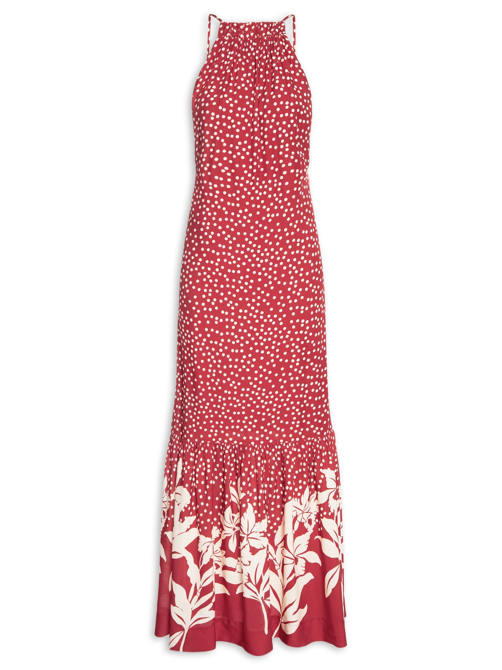 Vestido Longo Estampa Encanto Floral Vermelho Dress To