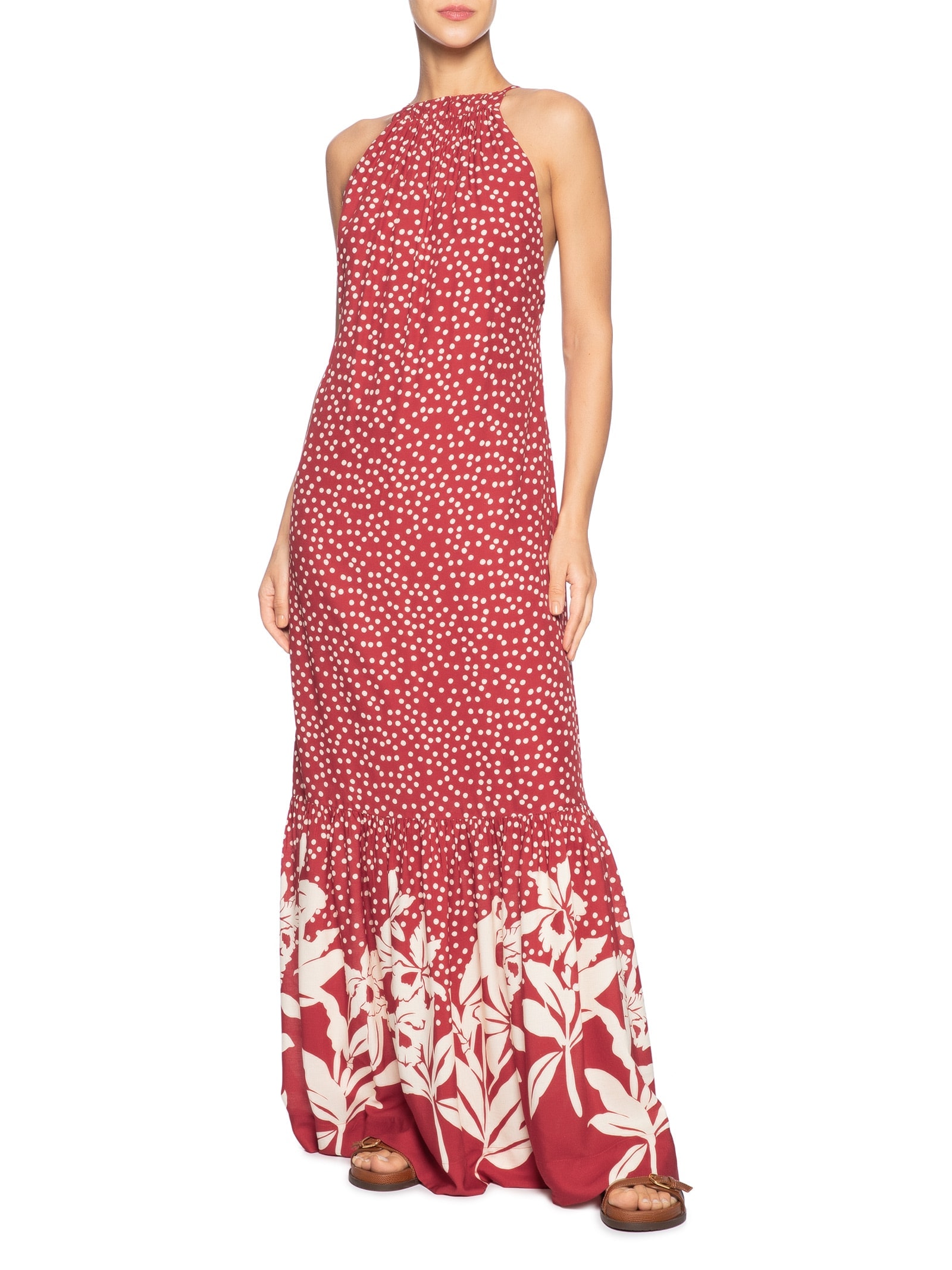 Vestido Longo Estampa Encanto Floral Vermelho Dress To