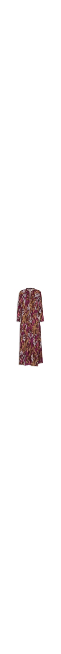 Vestido Longo Estampa Ikat Rum - Marrom