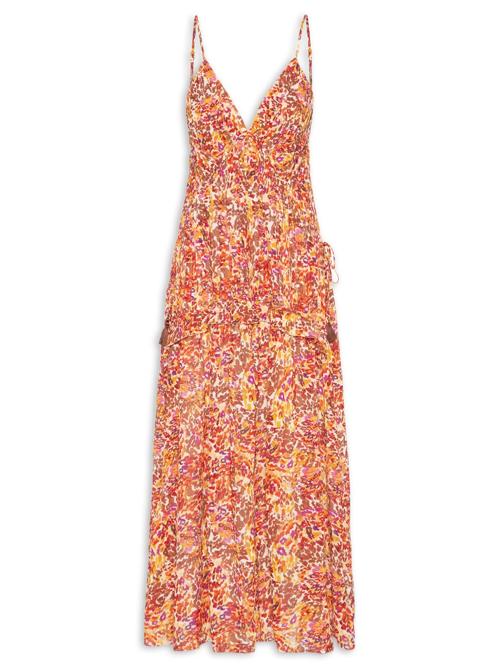 Vestido Longo Estampa Instinto Cerâmica Laranja Dress To