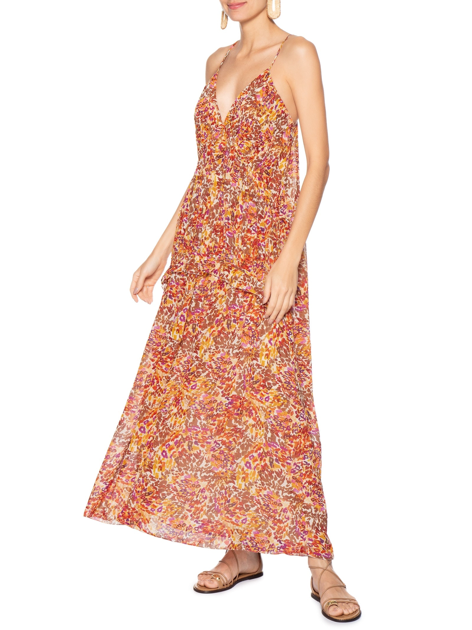 Vestido Longo Estampa Instinto Cerâmica - Laranja by DRESS TO