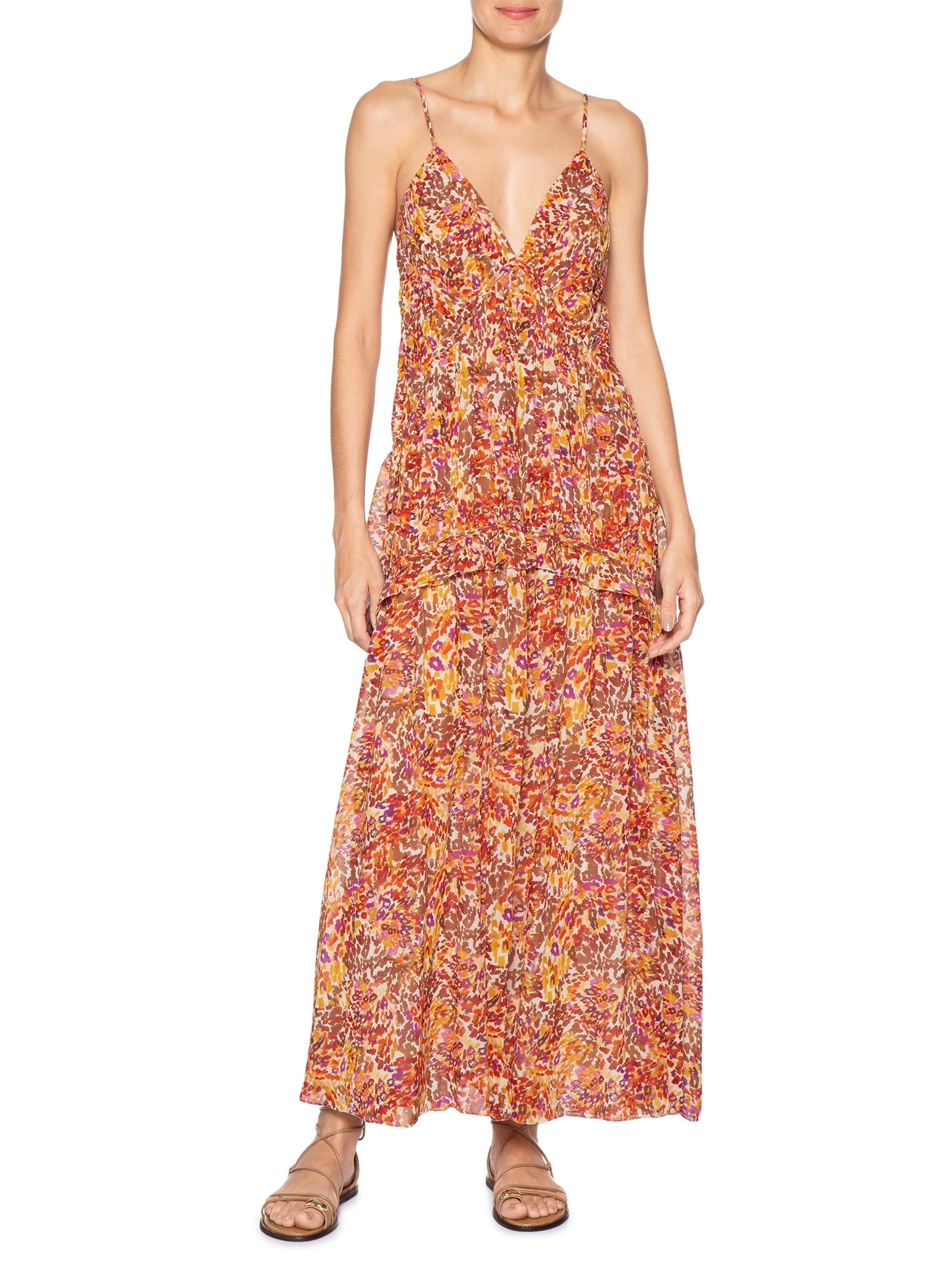 Vestido Longo Estampa Instinto Cerâmica - Laranja by DRESS TO
