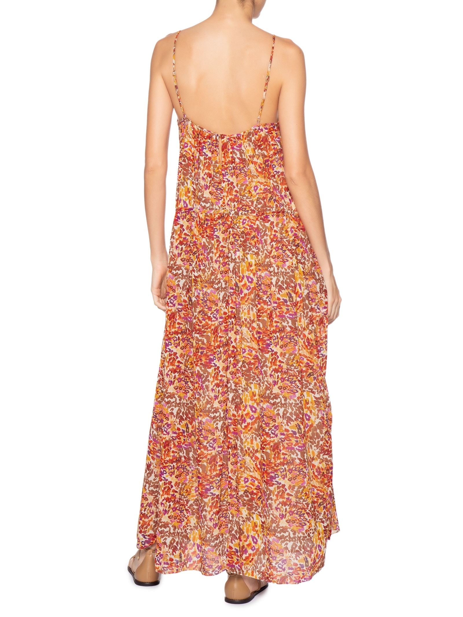 Vestido Longo Estampa Instinto Cerâmica Laranja Dress To