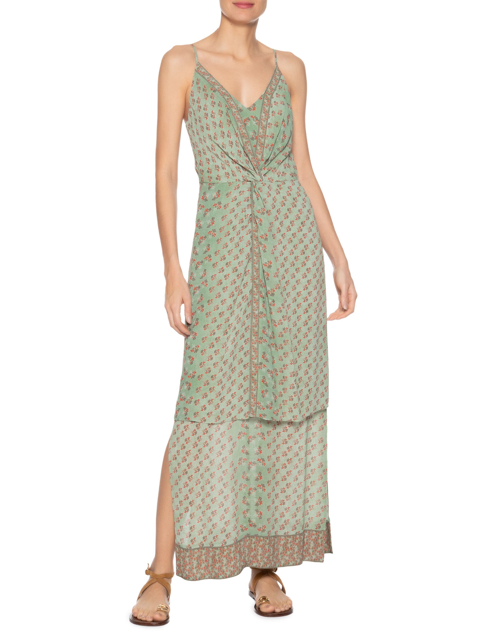 Vestido Longo Estampa Krabi Verde Maria Filó