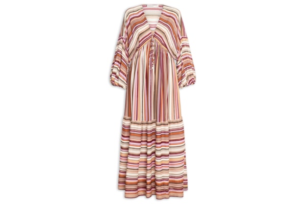 Vestido Longo Estampa Listra Aurora - Rosa