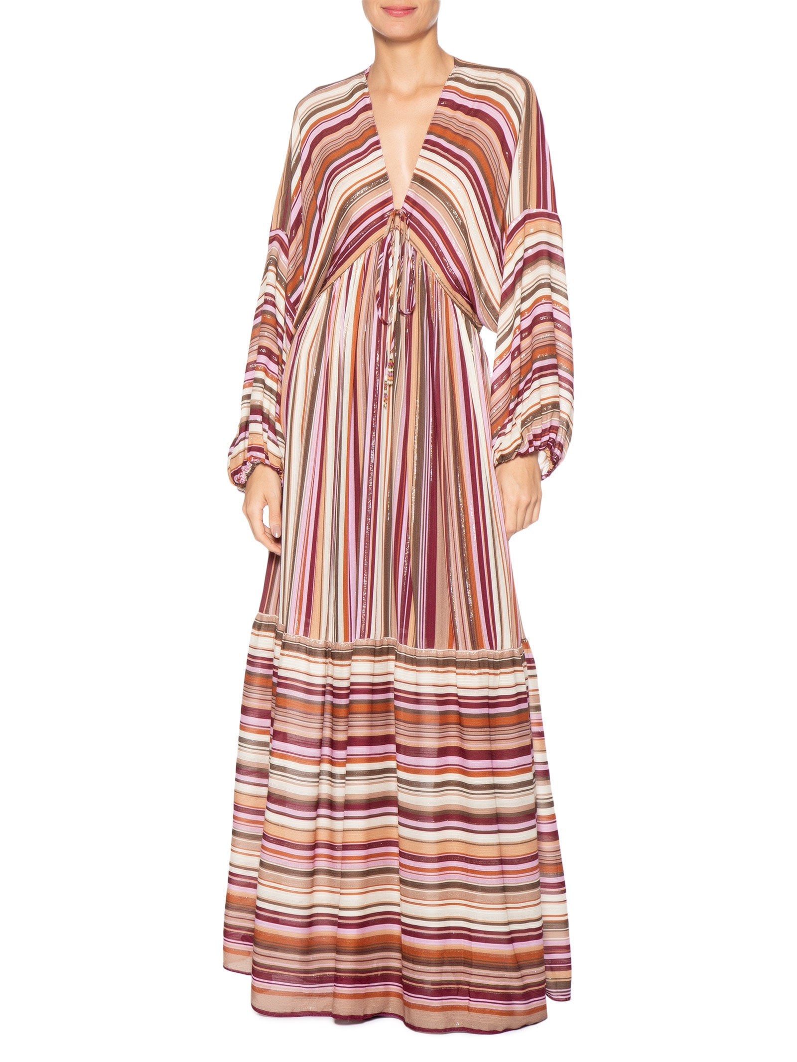 Vestido Longo Estampa Listra Aurora Rosa Dress To