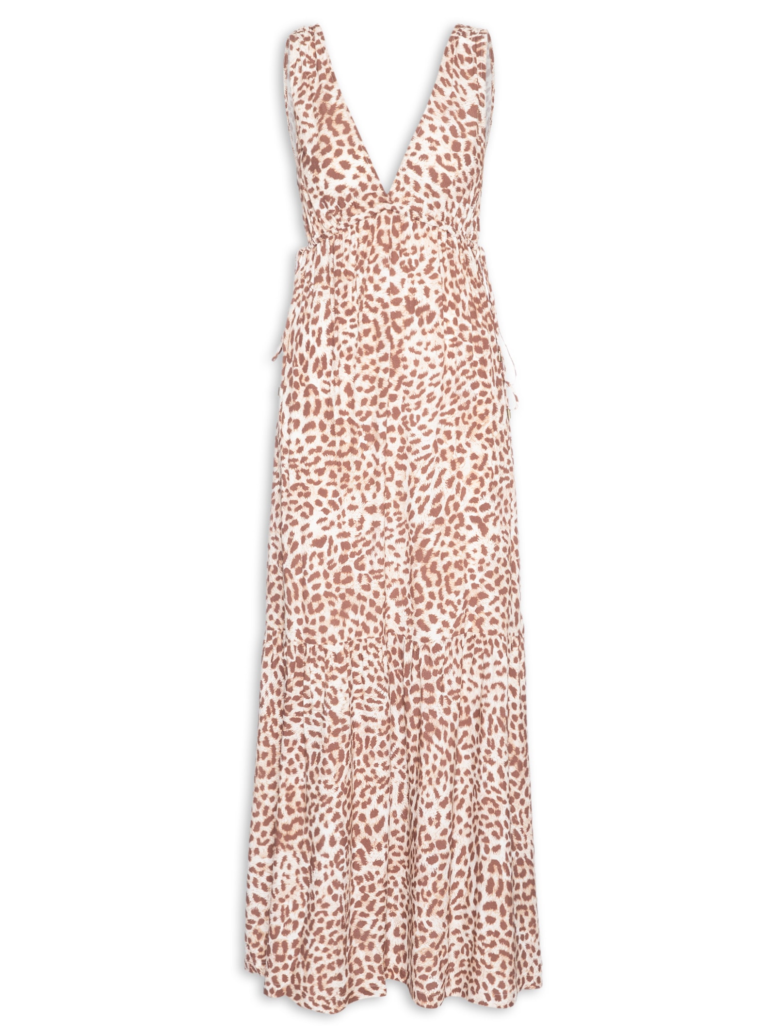 Vestido Longo Estampa Manchada Aj Marrom Animale Jeans