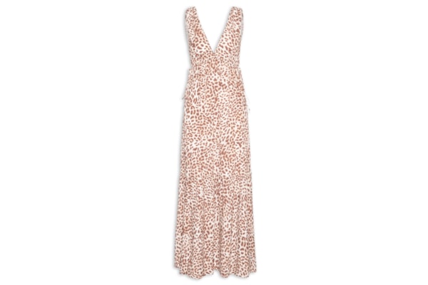 Vestido Longo Estampa Manchada Aj - Marrom