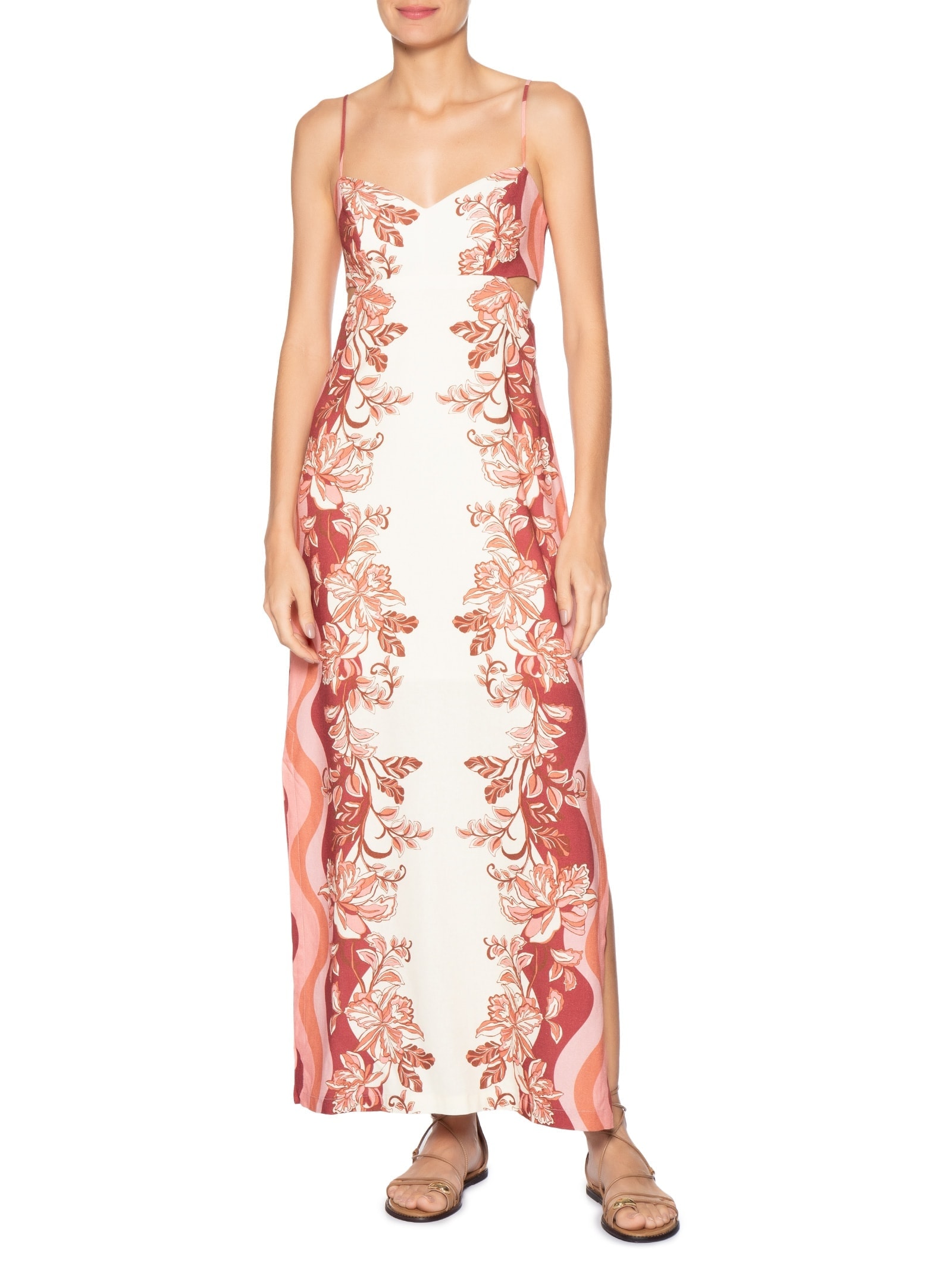 Vestido Longo Estampa Onda Floral Off White Dress To