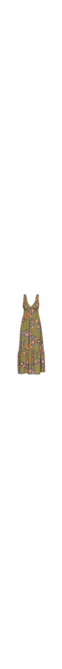 Vestido Longo Estampa Paisley Acqua - Verde