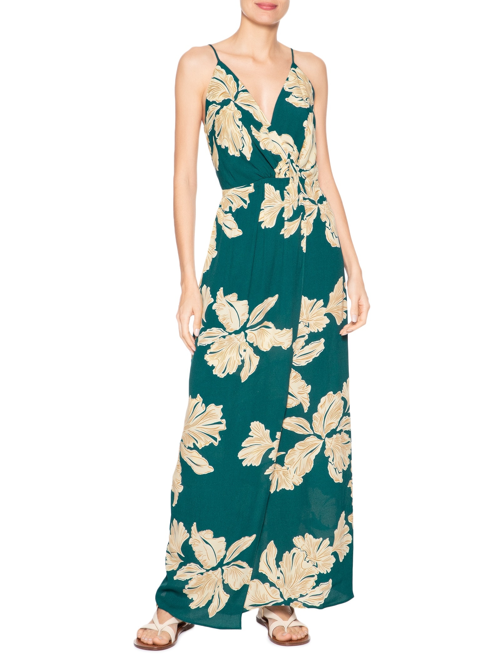 Vestido Longo Estampa Pétala Verde Dress To