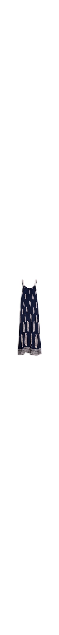 Vestido Longo Estampado Alça Peixe - Azul