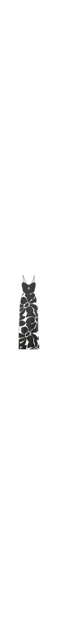 Vestido Longo Estampado Amarração Costas - Preto