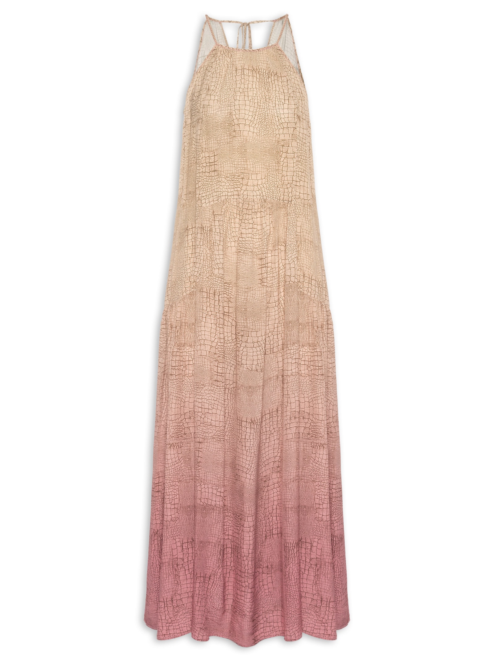 Vestido Longo Estampado Bege Animale