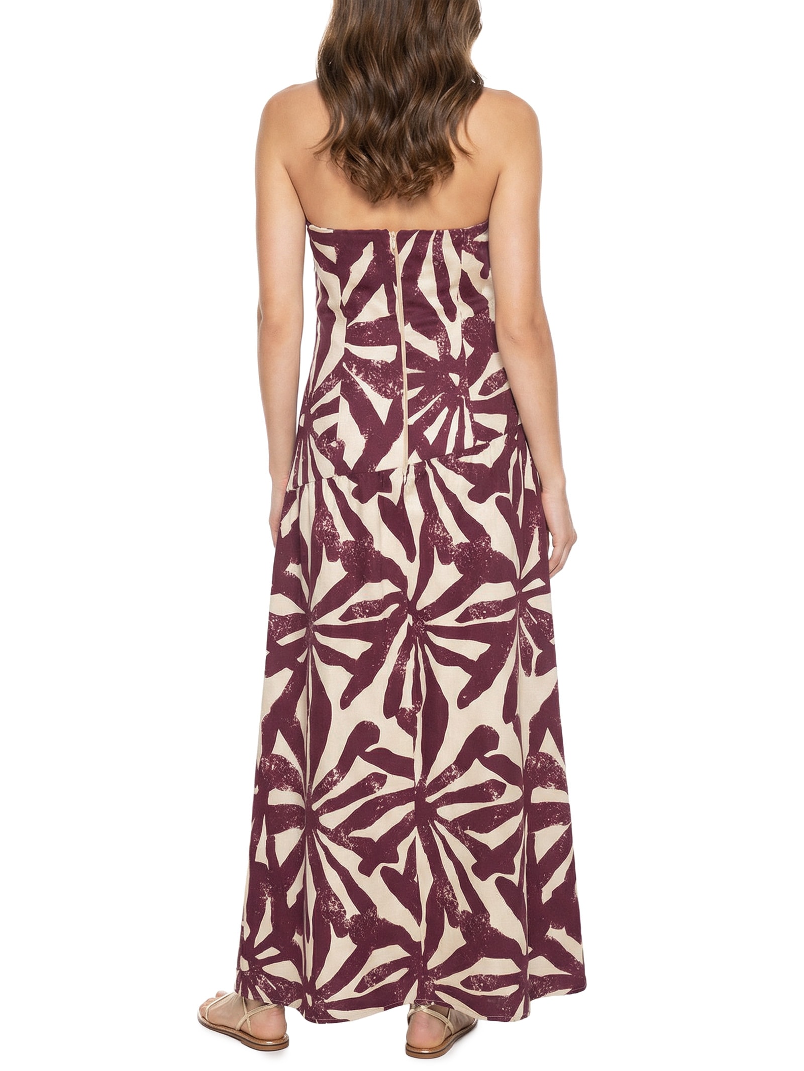 Vestido Longo Estampado Tomara Que Caia Vermelho Cacay