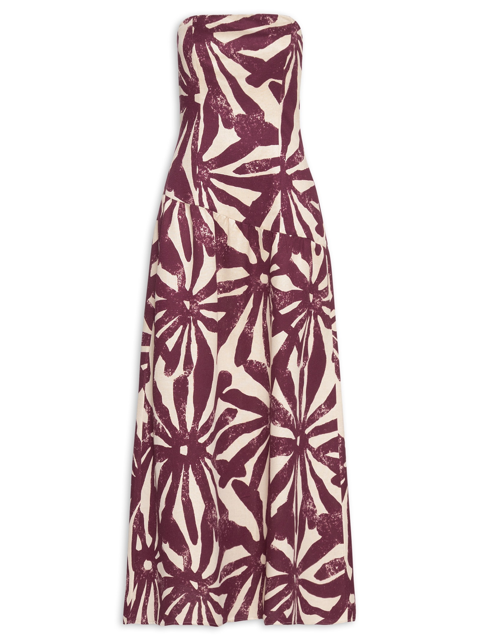 Vestido Longo Estampado Tomara Que Caia Vermelho Cacay