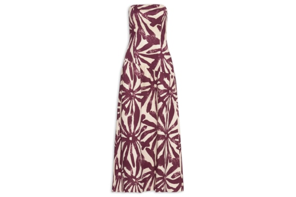 Vestido Longo Estampado Tomara Que Caia - Vermelho