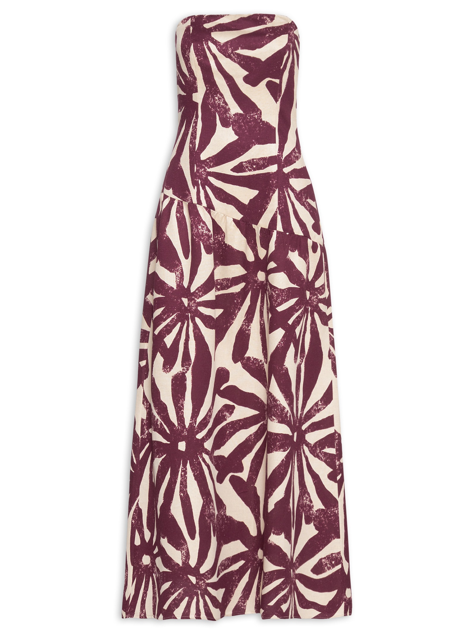 Vestido Longo Estampado Tomara Que Caia Vermelho Cacay